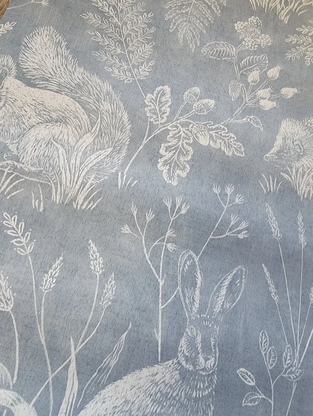 Wallpaper Woodland Blue Toile Animals